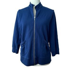 Chico’s Zenergy Blue Zip Up Jacket Fleece Lined Workout SZ M